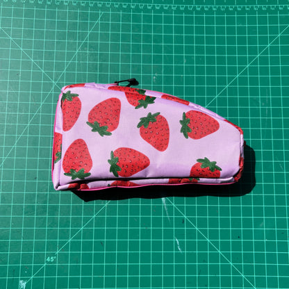 Top tube bag - Strawberry print w/ pink zipper & pink webbing