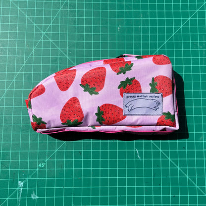 Top tube bag - Strawberry print w/ pink zipper & pink webbing