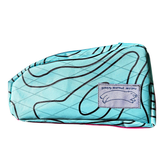 Top Tube Bag - Blue Topo with Pink Highlights