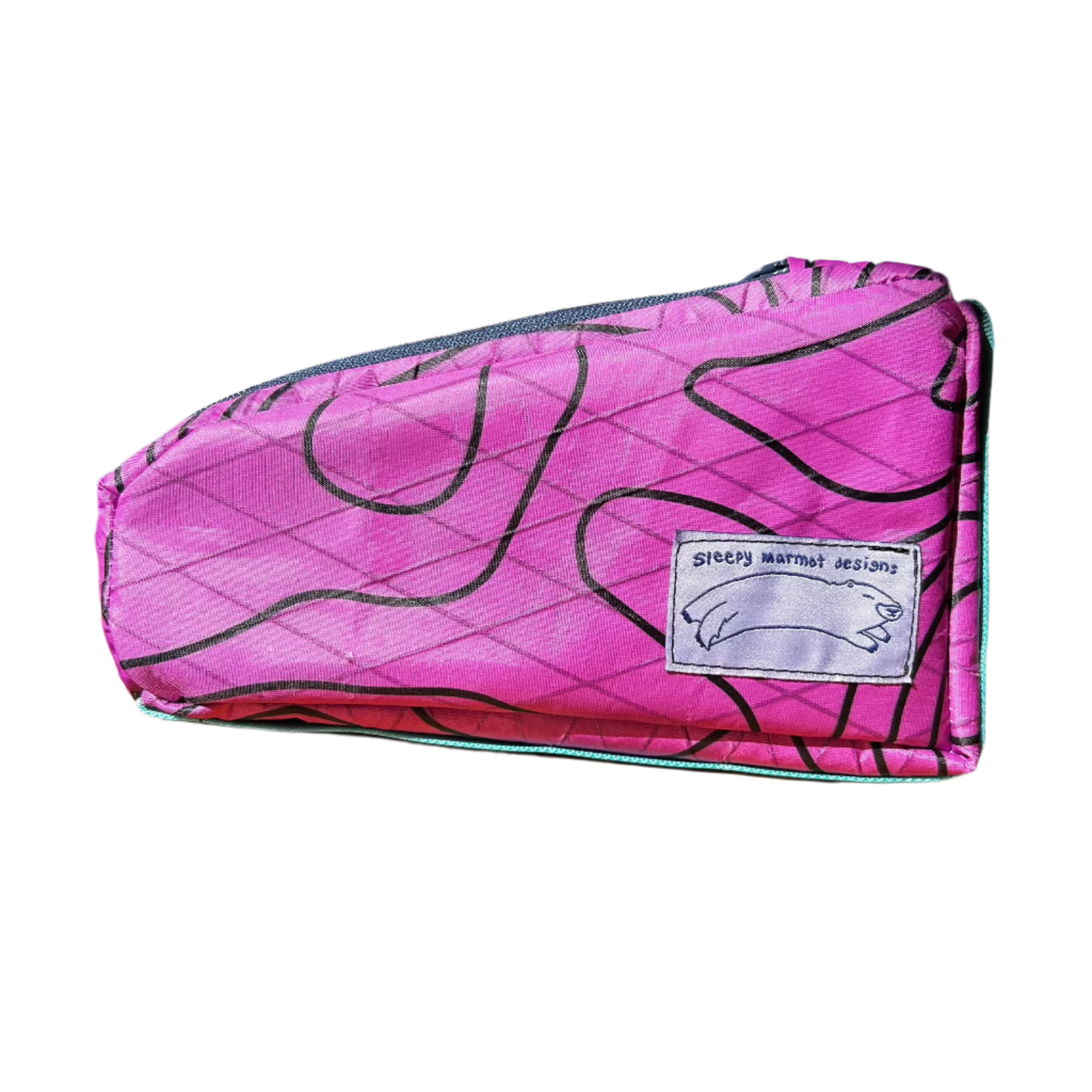 Top Tube Bag - Pink Topo with Blue Webbing
