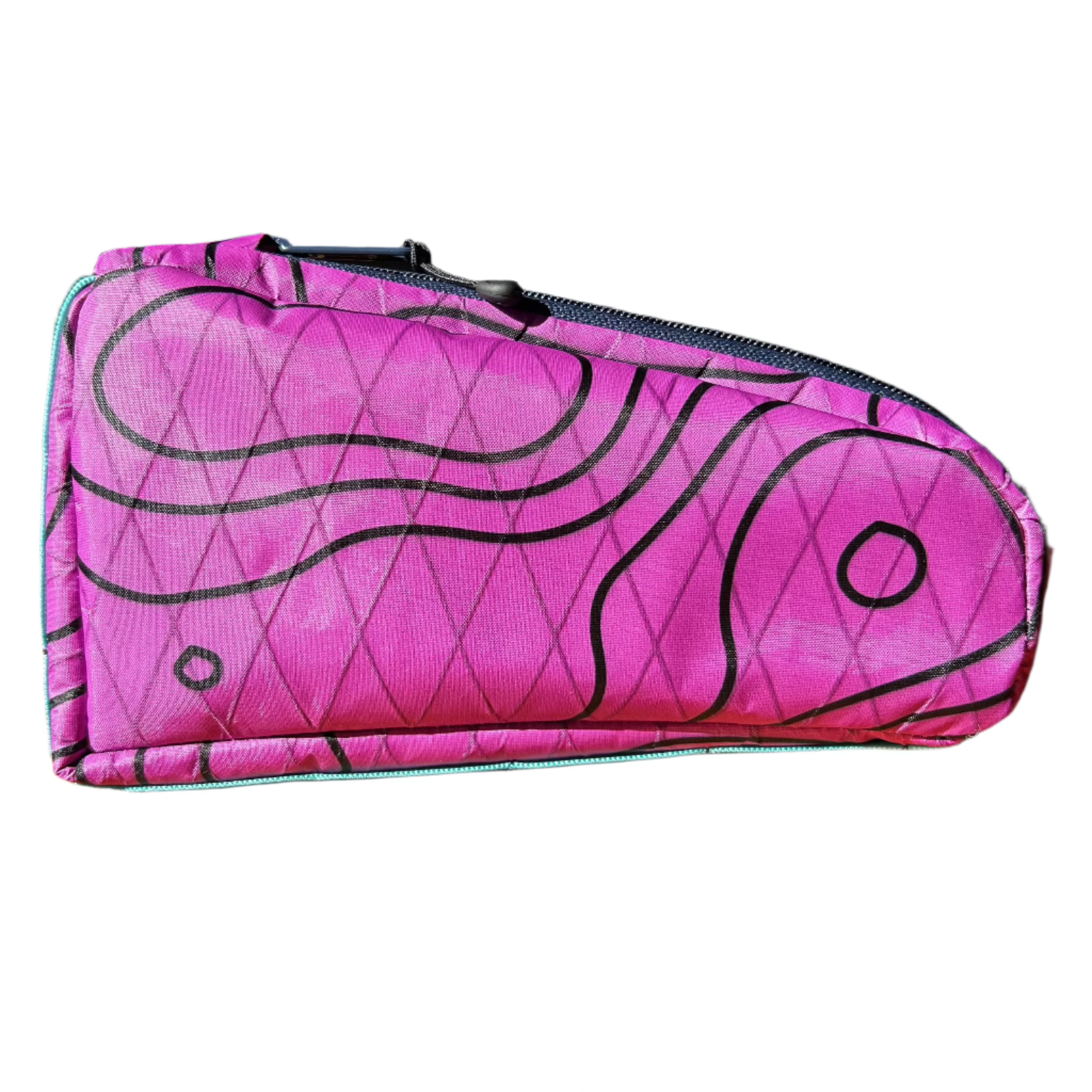 Top Tube Bag - Pink Topo with Blue Webbing