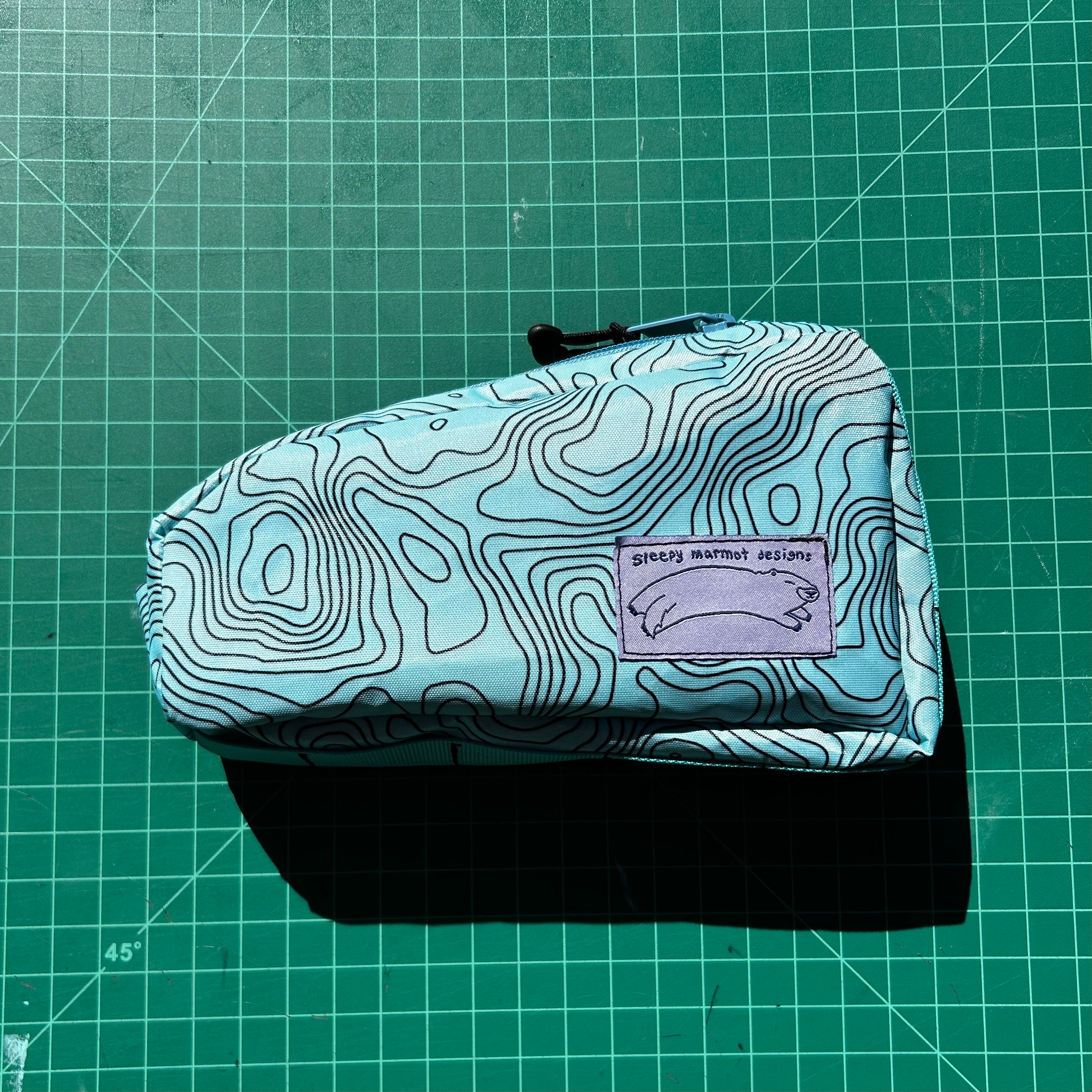 Top tube bag - Blue Topo print w/ blue webbing & blue zipper