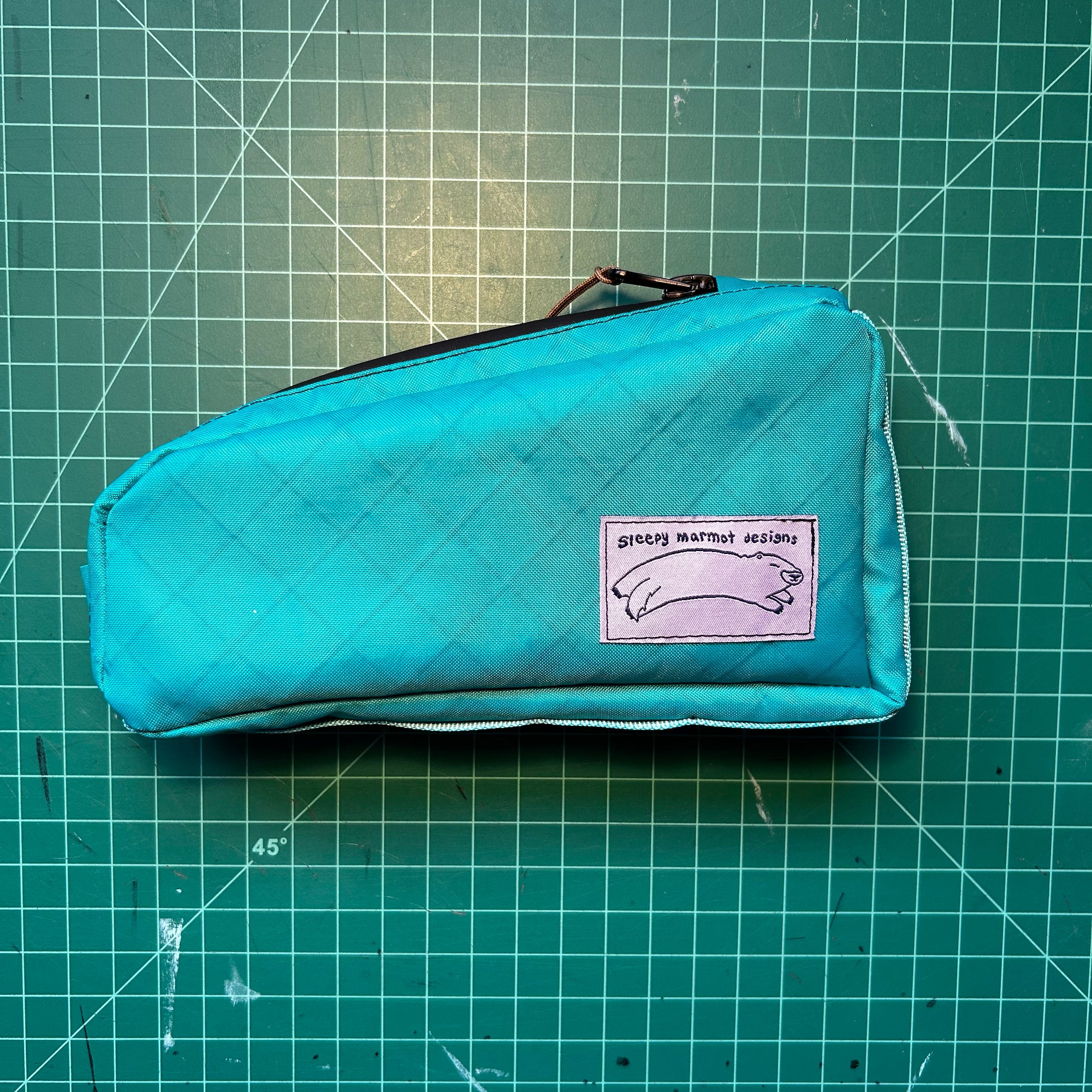 Top tube bag - Teal w/ black zipper & blue webbing