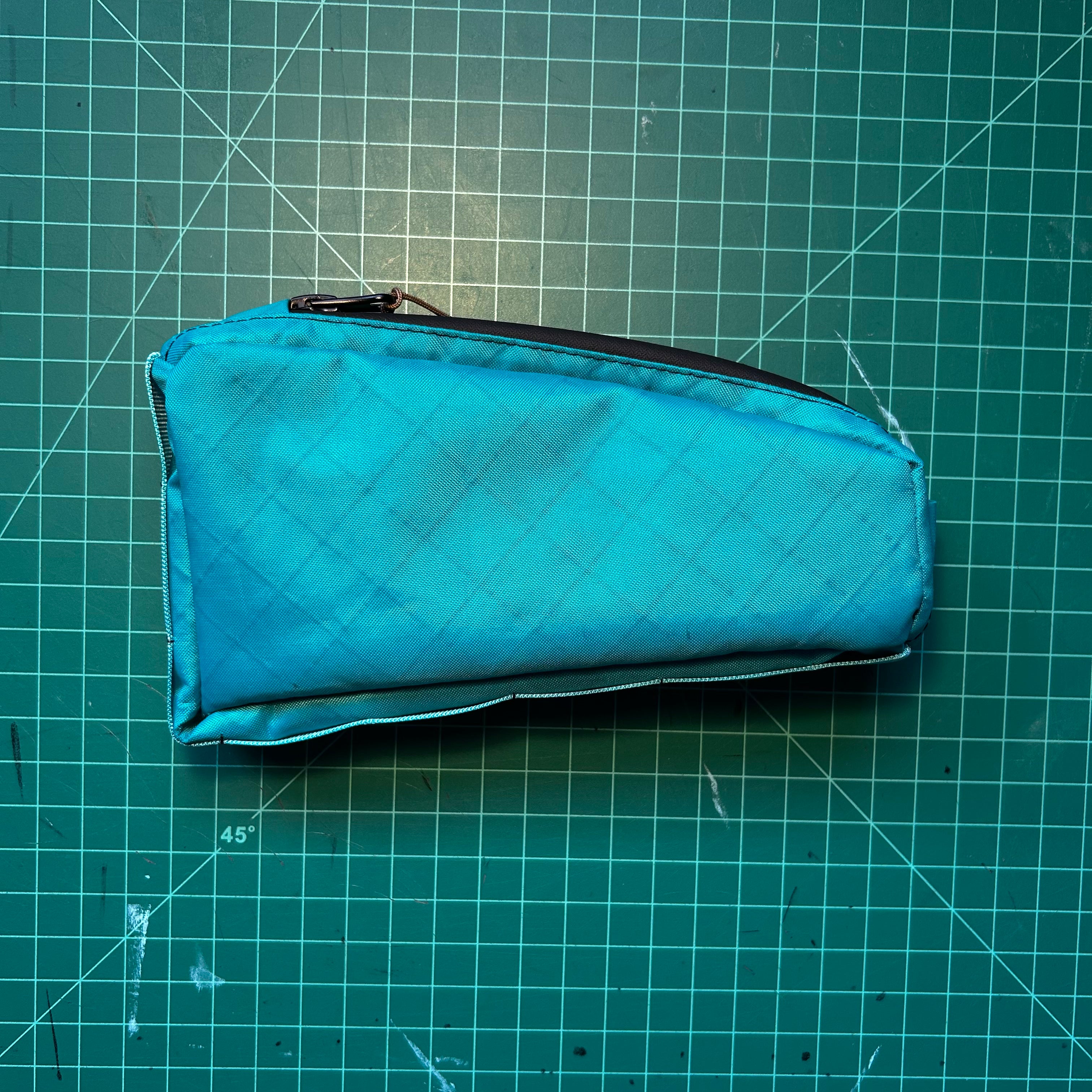 Top tube bag - Teal w/ black zipper & blue webbing