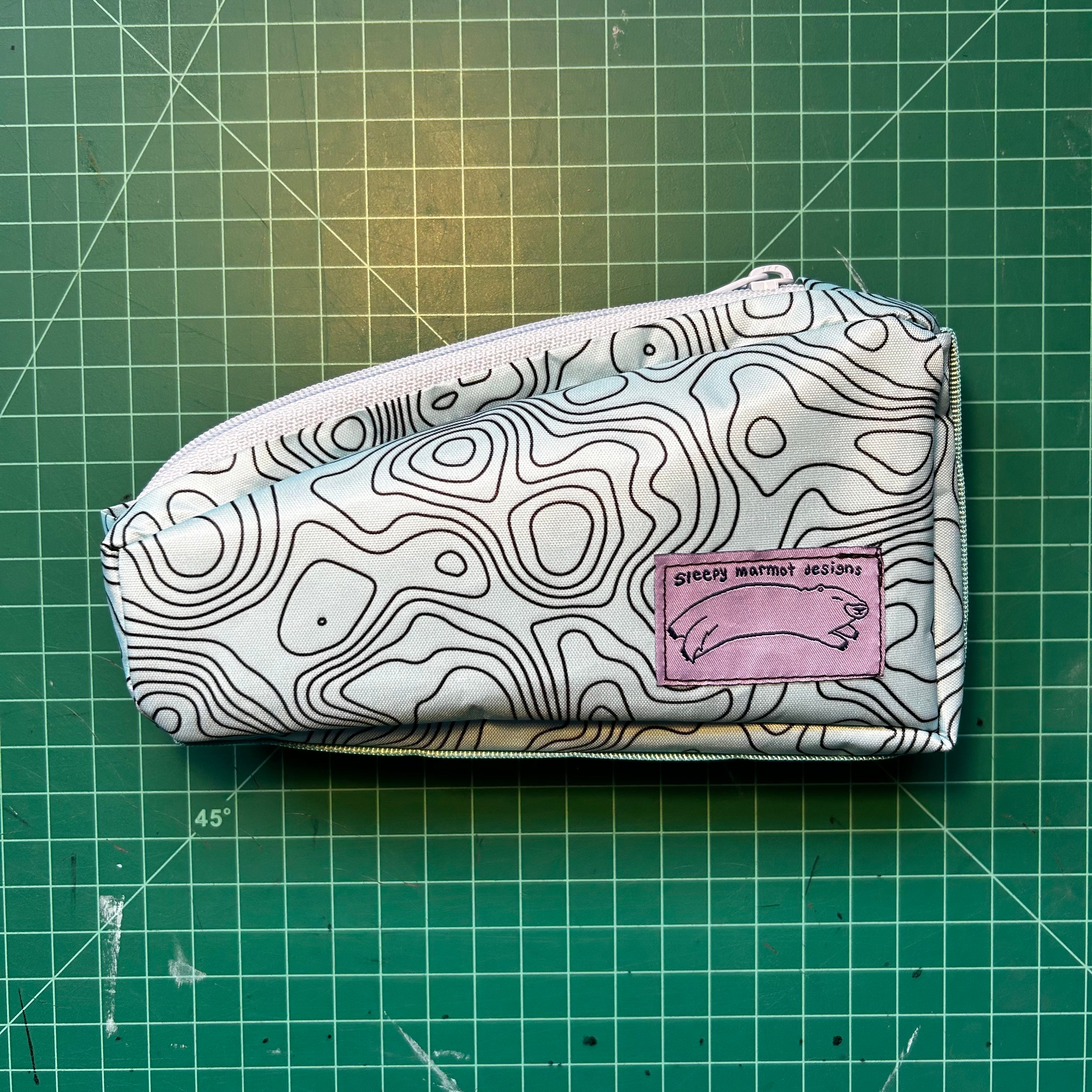 Top tube bag - Blue topo print w/ blue zipper & blue webbing