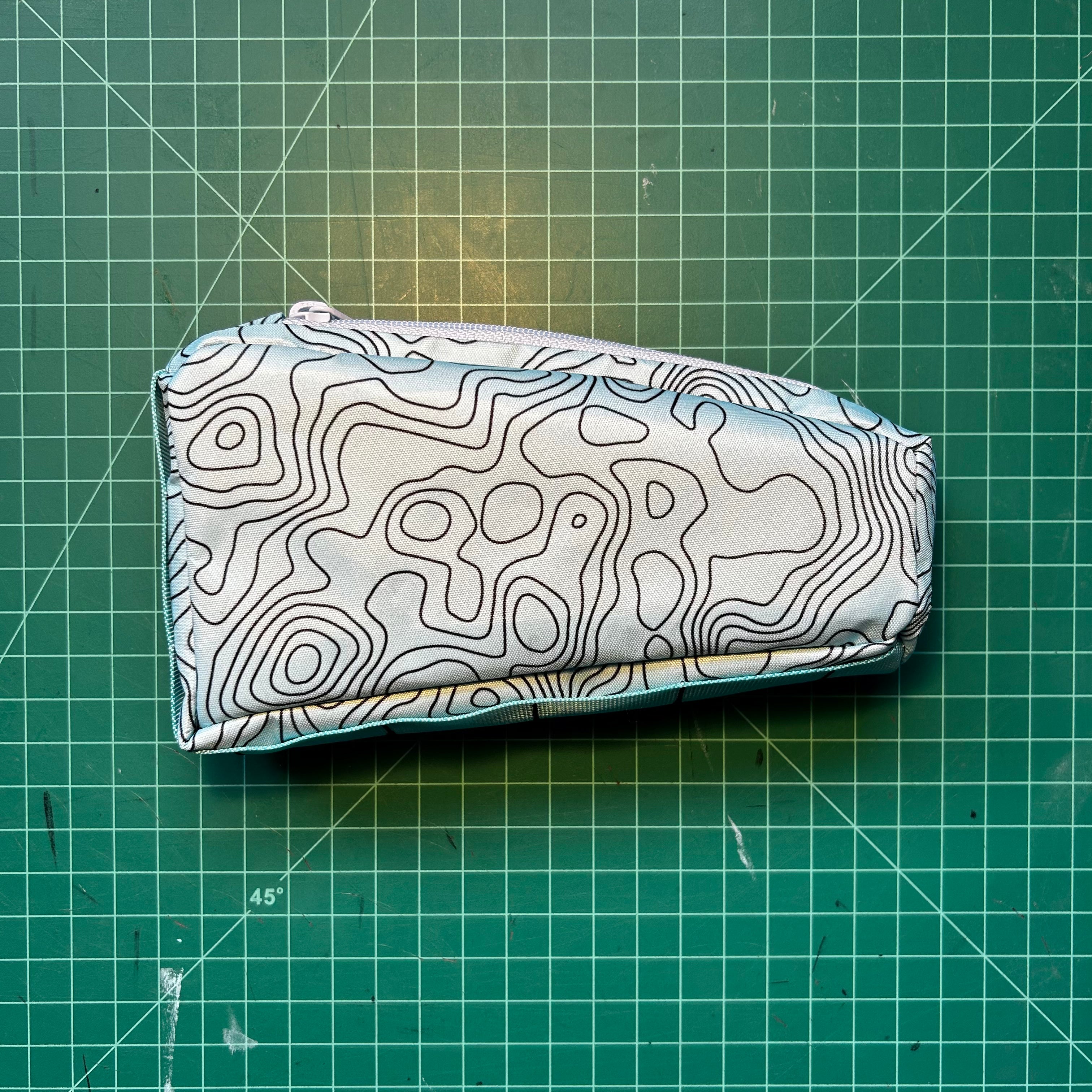 Top tube bag - Blue topo print w/ blue zipper & blue webbing