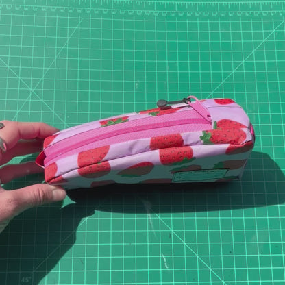 Top tube bag - Strawberry print w/ pink zipper & pink webbing